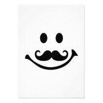 Smiley face mustache invitations