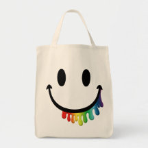Smiley Face Rainbow Big Mouth Canvas Bags