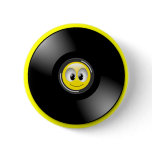 SMILEY FACE RECORD ALBUM BUTTON