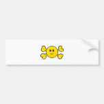 smiley face Skull yellow Crossbones Bumper Sticker