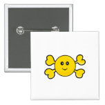 smiley face Skull yellow Crossbones Pinback Buttons