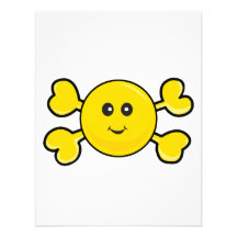 smiley face Skull yellow Crossbones Personalized Invitations