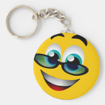 SMILEY FACE WITH GLASSES KEY CHAINS