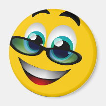 SMILEY FACE WITH GLASSES REFRIGERATOR MAGNETS