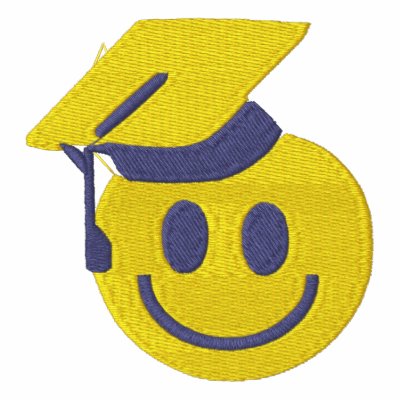 Smiley Face with Graduation Hat Embroidered Hoody by naturetees