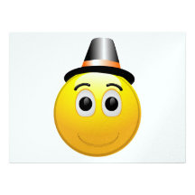 Smiley face with hat personalized invitations