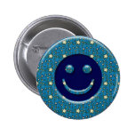 SMILEY FACE WITH STARS PINBACK BUTTONS