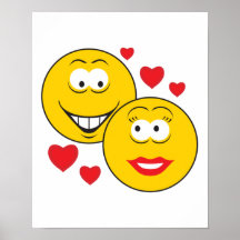 Smiley Faces in Love Valentine Posters