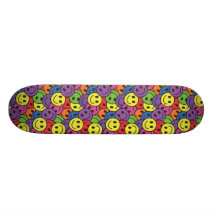 Smiley Faces Retro Hippy Pattern Skateboards