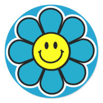 Smiley Flower Stickers (Blue)