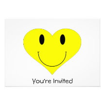 Smiley Heart Face Personalized Invite
