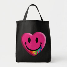 Smiley Heart Rainbow Big Mouth Tote Bag