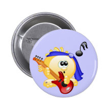 Smiley Music Guitar Player Pinback Button