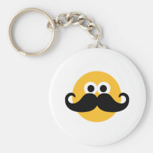 Smiley Mustache face Keychains