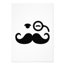 Smiley Mustache monocle invitations