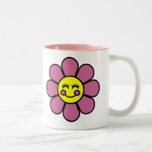 Smiley Pink Flower Coffee Mug