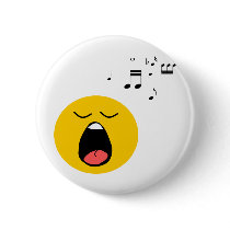 Smiley singer pinback button