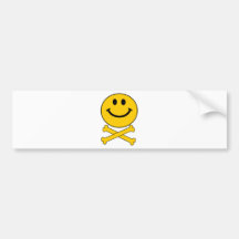 Smiley skull and crossbones bumper sticker