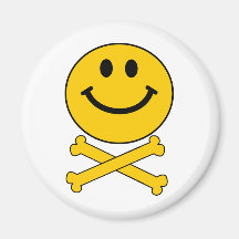 Smiley skull and crossbones fridge magnet