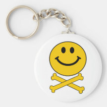 Smiley skull and crossbones key chain