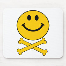 Smiley skull and crossbones mouse pad