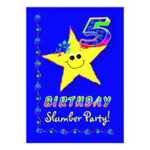 Smiley Star 10th Birthday Slumber Party Invitation