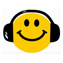 Smiley with headphones post card
