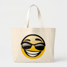 SMILEY WITH SUN GLASSES TOTE BAGS