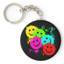 SMILEYS AND PAINT SPLATTER KEY CHAIN