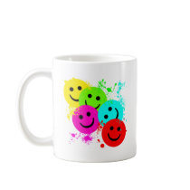 SMILEYS AND PAINT SPLATTER COFFEE MUG