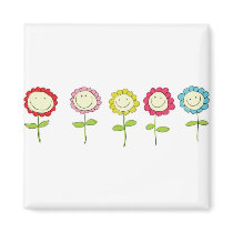 Smilin' Flowers Refrigerator Magnet