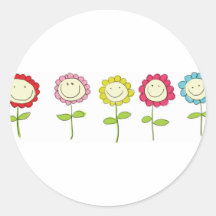 Smilin' Flowers Round Sticker
