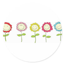 Smilin' Flowers Round Sticker