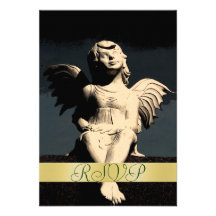 Smiling Angel Holiday Gold RSVP Invitation