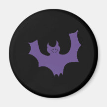Smiling Bat. Dark Purple. Refrigerator Magnet