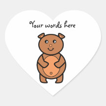 Smiling brown bear heart stickers