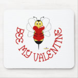 Smiling Bumble Bee Hugs Heart Bee My Valentine mousepads
