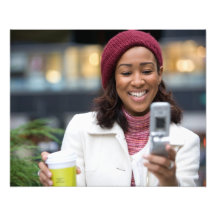 Smiling Business Woman with Cell Phone Photo Art