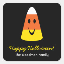 Smiling candy corn fun cute Halloween favour tag stickers