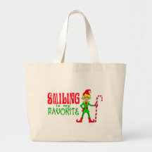 Smiling Christmas Elf Canvas Bags