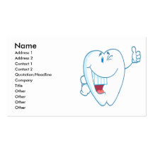 Smiling Clean Tooth Cartoon Character Thumbs Up.ai Business Card Template
