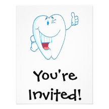 Smiling Clean Tooth Cartoon Character Thumbs Up.ai Custom Invitation
