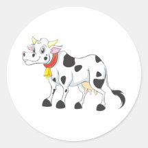 Smiling Cow Round Stickers