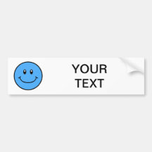 Smiling Face Bumper Sticker Blue 0001