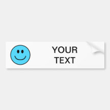 Smiling Face Bumper Sticker Blue 0002