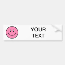 Smiling Face Bumper Sticker Pink 0001