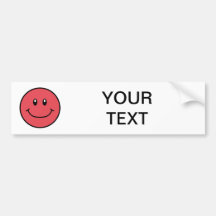 Smiling Face Bumper Sticker Red 0001