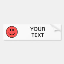 Smiling Face Bumper Sticker Red 0002