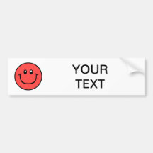 Smiling Face Bumper Sticker Red 0003