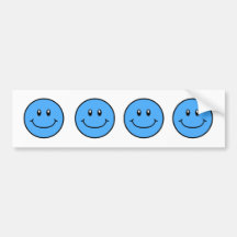 Smiling Faces Bumper Sticker Blue 0001
